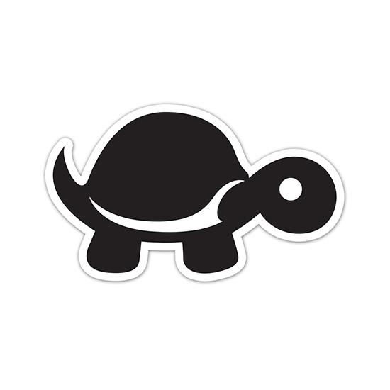 4" x 2.375" Sticker - Black Die Cut - Tip It Turtle