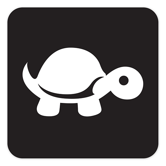 4" Sticker - White on Black (square) - Tip It Turtle