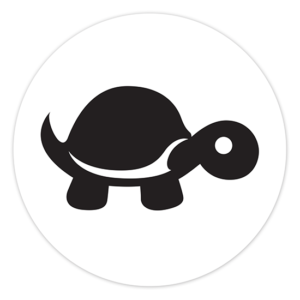 4" Sticker - Black on White (round) - Tip It Turtle