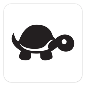 4" Sticker - Black on White (square) - Tip It Turtle